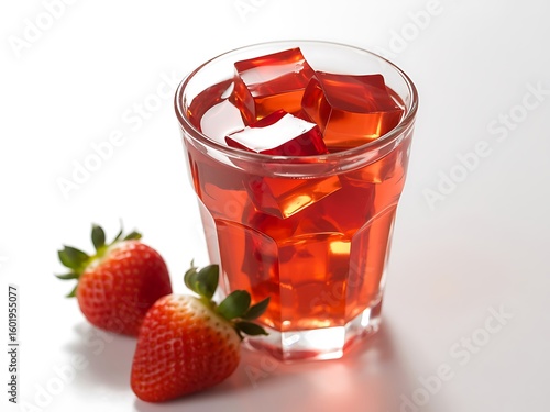 Wallpaper Mural Red jelly cubes in a glass with strawberries gelatin Torontodigital.ca