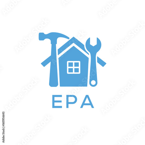 Home Repair Service Logo with Hammer and Wrench Icon –EPA Branding Design. EPA Letter Logo.
