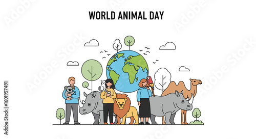 Celebrating world animal day with diverse species and global connection understanding wildlife conservation efforts