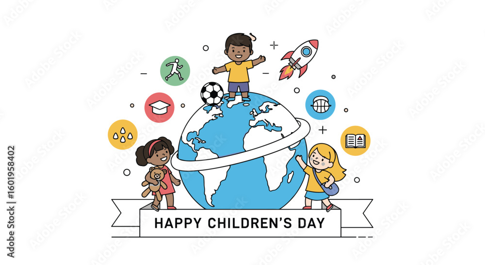 Fototapeta premium Celebrate global childhood joy and dreams for a brighter future together