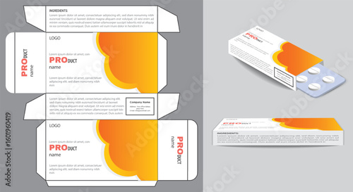 Editable medicine box packaging template designed in vector format Ideal for tablets capsules or supplements Includes organized layers print ready and suitable for die-cut production.