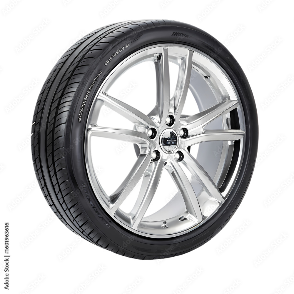 Closeup View of a Modern Alloy Wheel with Tire Closeup View of a Modern Alloy Wheel with Tire
