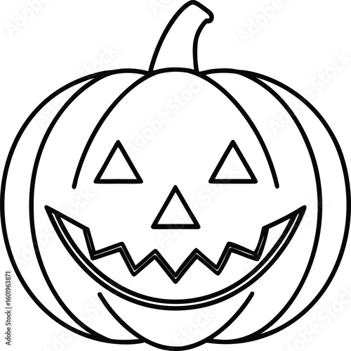 Eco friendly Halloween decoration Simple outline drawing of a happy jack o lantern pumpkin face