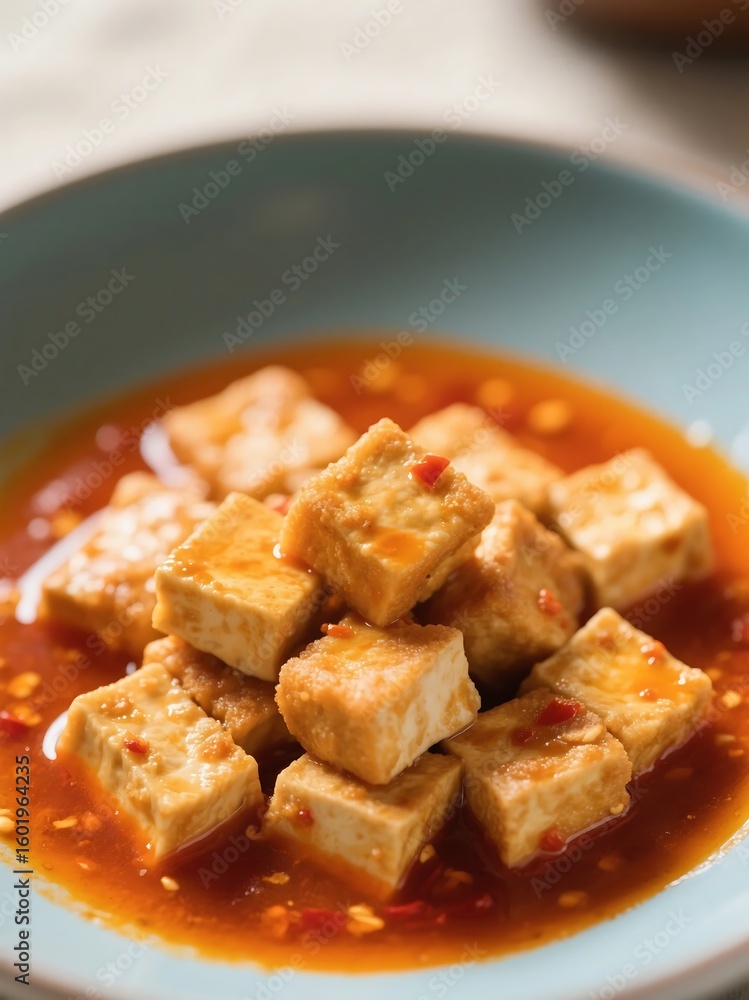Spicy, crispy tofu in a thick, spicy sauce Spicy, crispy tofu in a thick, spicy sauce