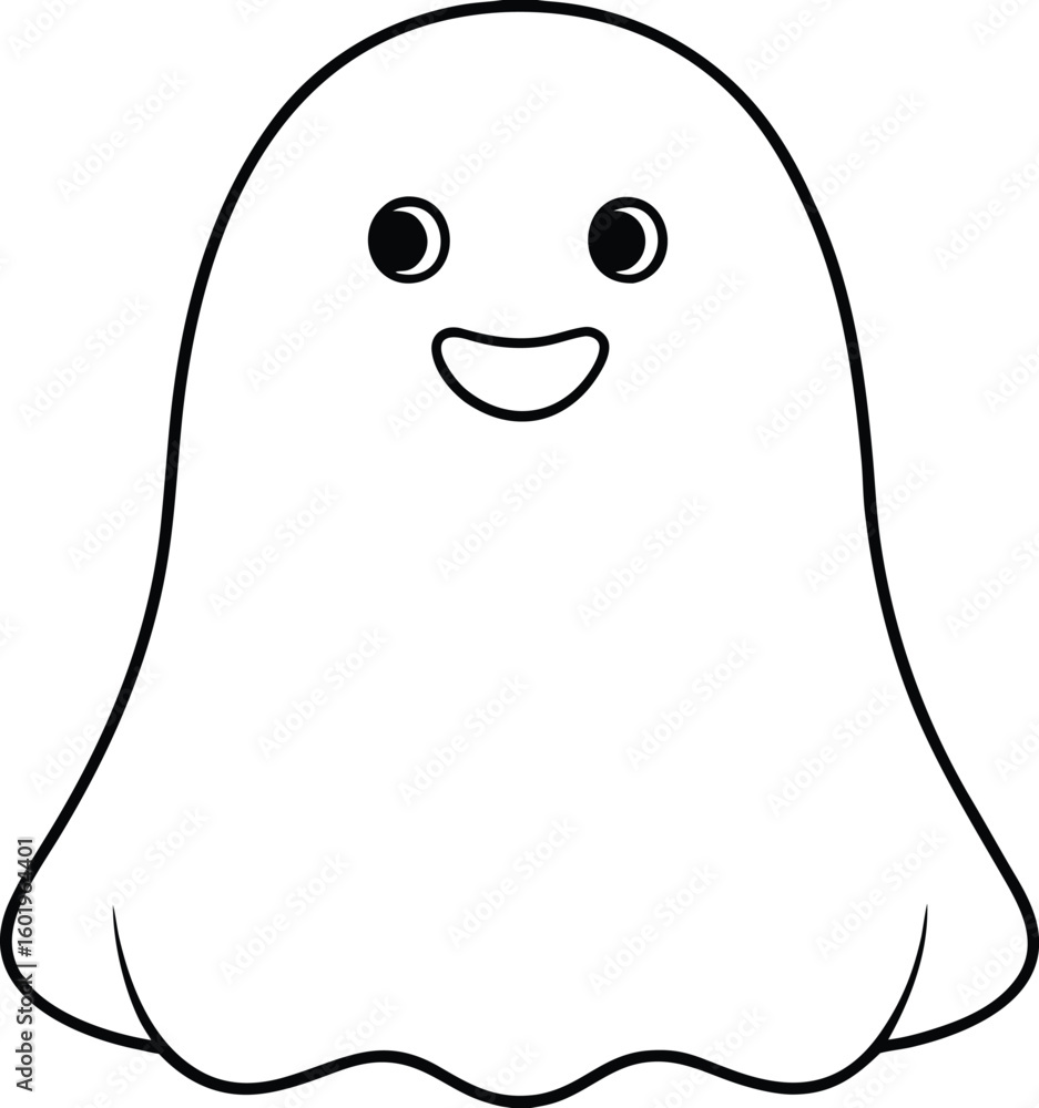 Eco friendly Halloween decoration Cute cartoon ghost with happy face and simple outline Eco friendly Halloween decoration Cute cartoon ghost with happy face and simple outline