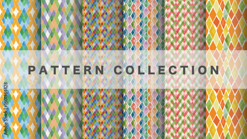 Argyle pattern in watercolor style, 6 pattern data sets, Various colors