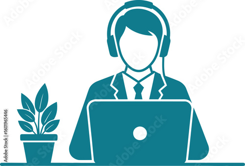 Professional Businessman Online Support Icon