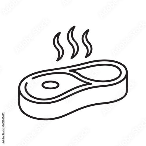 Grilled steak icon representing a beef or pork meat food for a barbecue dinner meal with hot protein cooked at a restaurant
