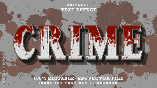 3d Modern Word Crime Editable Text Effect Design, Effect Saved In Graphic Style