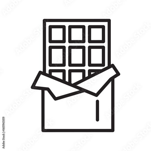 Chocolate bar icon for a sweet dessert candy or snack food made from cacao representing a delicious gourmet confection and tasty treat
