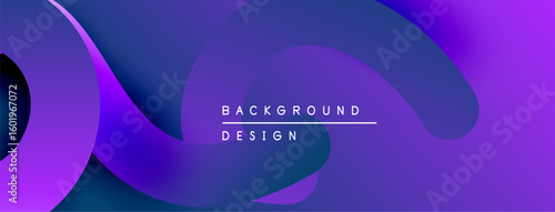 Abstract fluid shapes, vibrant purple hues, modern design. Background features smooth gradients, dynamic composition.