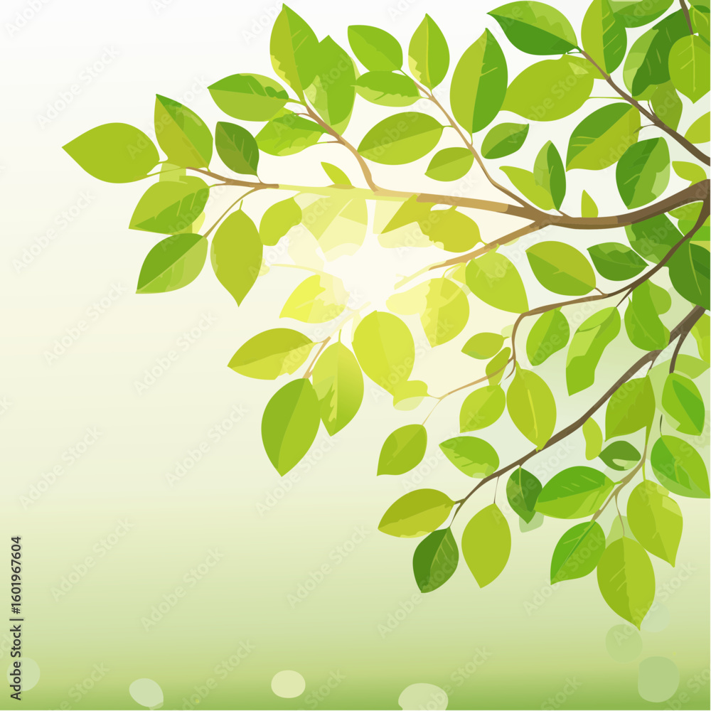 Obraz premium Rich green tree branch with roundish bokeh