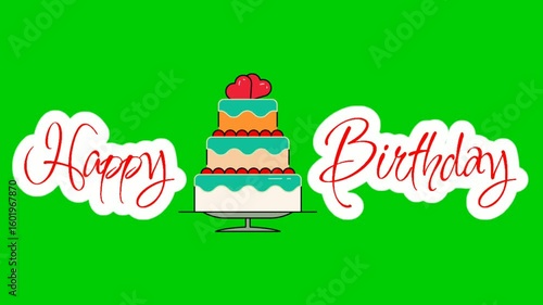 Animated Happy Birthday Greeting with Glowing Style Text Spread Layers, and Handwritten Style Font Named Inspiration Regular