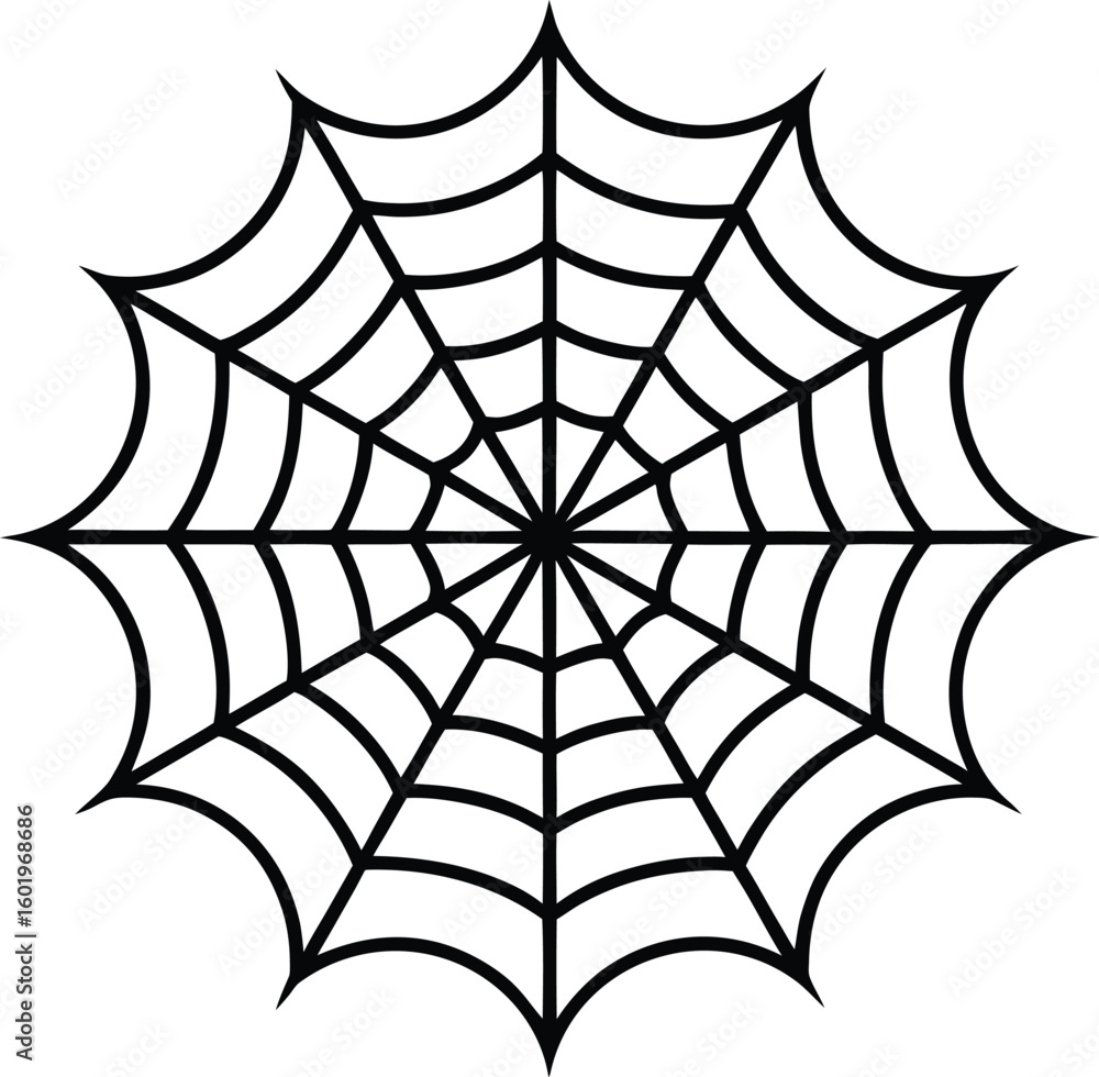 Fototapeta premium Black spider web illustration on a white background