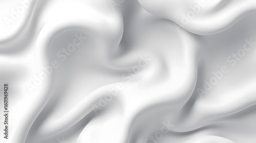 Abstract background of flowing white silk with a smooth, soft texture and subtle wave patterns.