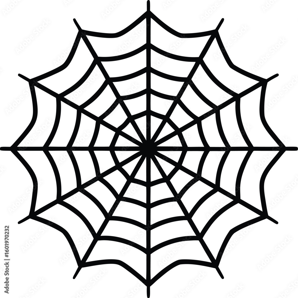 Obraz premium Simple black spider web illustration on white background