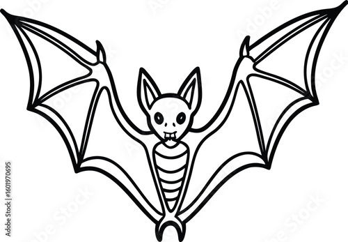 Cute cartoon bat illustration with outstretched wings for halloween