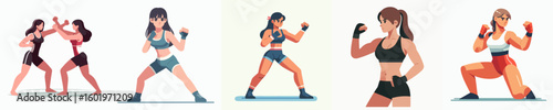 vector of a female wrestling athlete