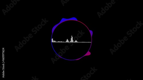 Cinematic Circular Audio Waveform UI with Glitch Neon Controls – Spotify-Inspired Music Visualizer for EDM, Podcast, Synthwave & Sound Spectrum Dashboard