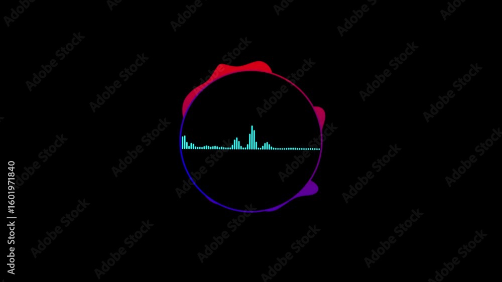 Cinematic Circular Audio Waveform UI with Glitch Neon Controls ...
