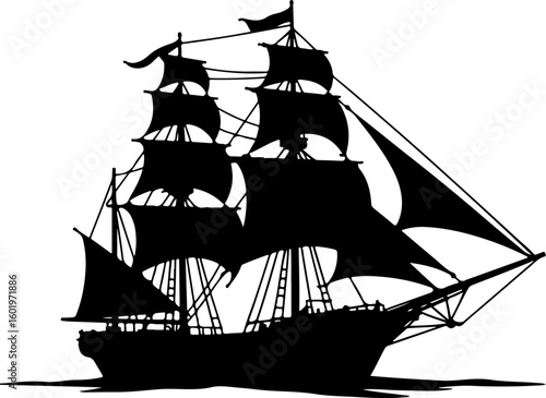 pirate ship silhouette, ship, boat, sea, sail, sailboat, sailing, pirate, silhouette, nautical, vessel, ocean, old, vector, yacht, water, travel, mast, illustration, galleon, frigate, transportation, 