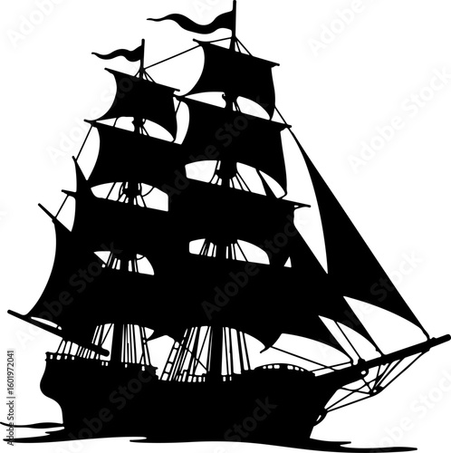 pirate ship silhouette, ship, boat, sea, sail, sailboat, sailing, pirate, silhouette, nautical, vessel, ocean, old, vector, yacht, water, travel, mast, illustration, galleon, frigate, transportation, 