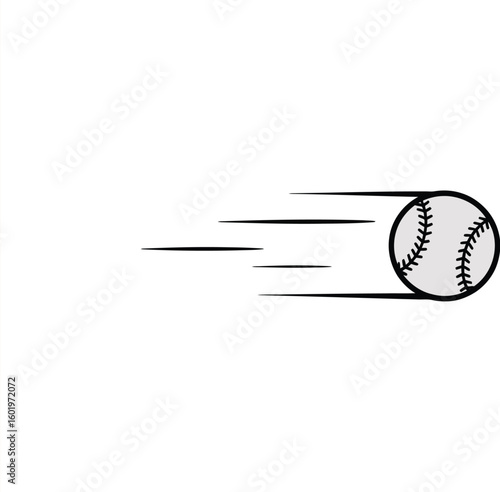 Fast baseball illustration shows speed and motion in a simple design.