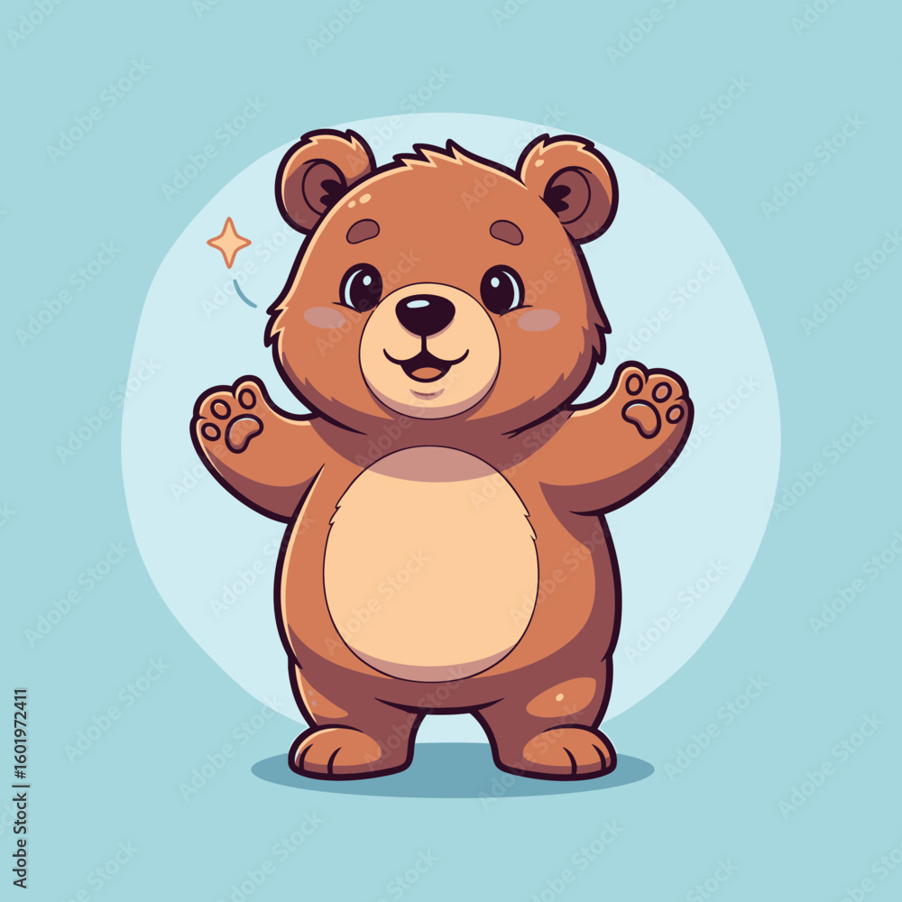 Fototapeta premium Cheerful Cartoon Bear with Open Arms and a Smiling Expression