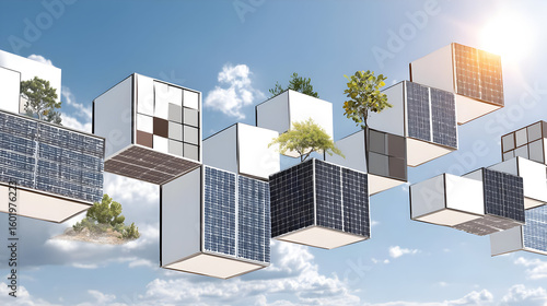 pods transporting solar power wirelessly between green buildings
