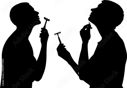 Men Shaving Silhouettes - Daily Grooming Routine