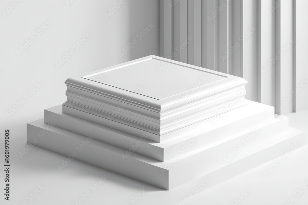 Obraz premium White pedestal with layered architectural design.
