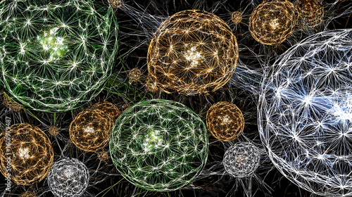 of the multiverse represented as interconnected spheres and light portals