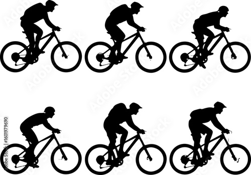 Mountain Biker Silhouette Collection" bundle vector