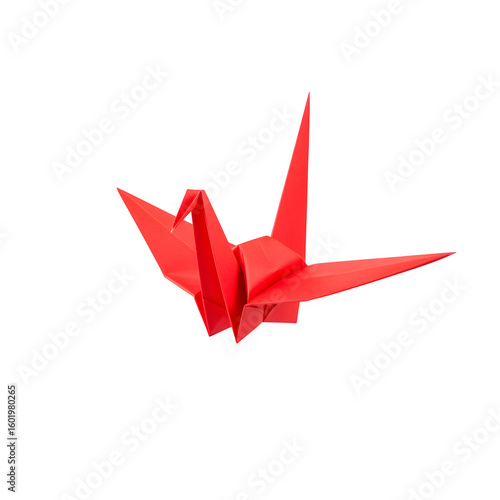 Free Download Red Origami Bird Paper Craft Design, Isolated on White or Transparent Background - GFXLoad