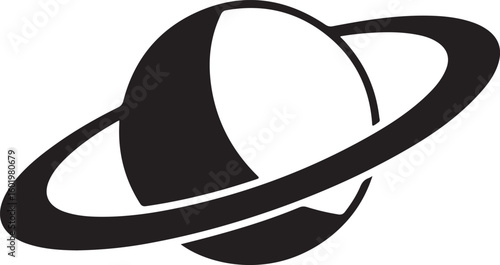 Saturn icon. Astronomy planet symbol. Saturn ring silhuette, cosmos sign in vector flat