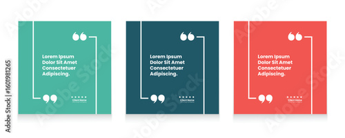 Quote frames blank templates set. Set of speech bubble quotes template. Textbox isolated on a color background. Testimonials text in brackets, citation empty quote bubbles.