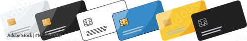 Credit card vector illustration: colorful payment cards for online banking and financial services use