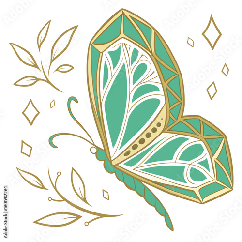 Crystalized emerald texture with broken gold leaf patterns, premium aesthetic with shiny glow and soft shadow depth