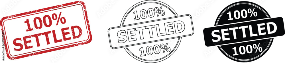 Settled stamp vector set collection for business agreement full complete and final payment concept Settled stamp vector set collection for business agreement full complete and final payment concept