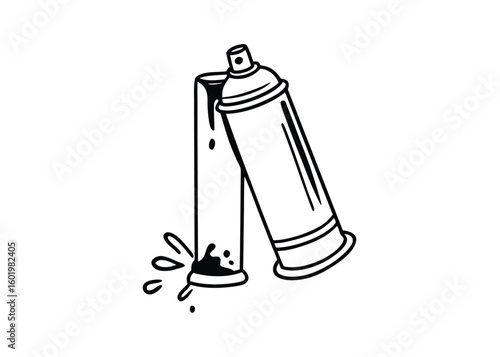 Two spray paint cans with dripping paint isolated on transparent background