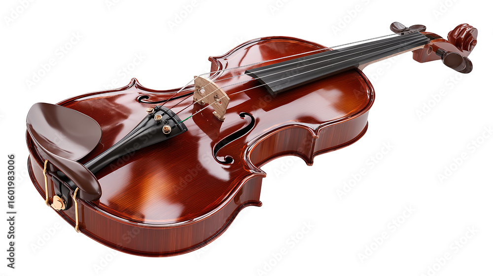 Fototapeta premium Reddish Brown Polished Violin isolated on a transparent background