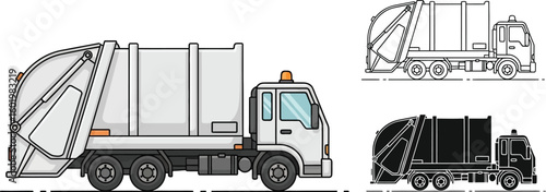 Garbage truck vector illustration: download high quality waste management truck graphics and icons for free