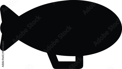 Black silhouette of a blimp or airship isolated on transparent background