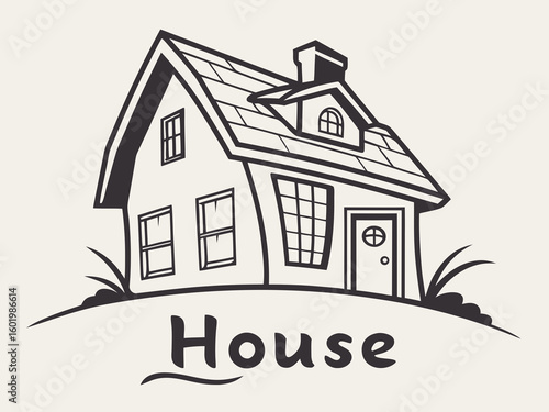 A woman cleans in front of a charming home, symbolizing home maintenance.