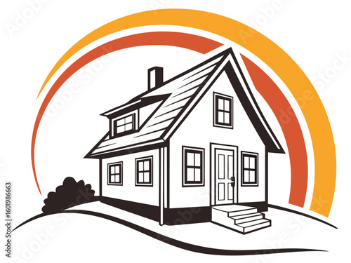 A woman cleans in front of a charming home, symbolizing home maintenance.