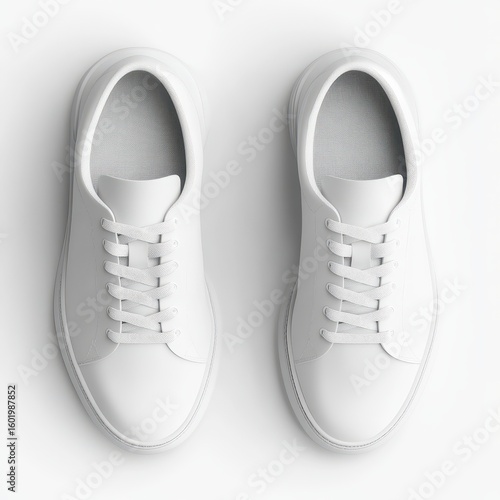 Wallpaper Mural Pair of white leather sneakers viewed from above. Torontodigital.ca