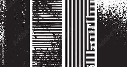 Abstract grunge stripes and dust texture on isolated. Vector illustrator. set Grunge of black and white. Abstract illustration texture transparent background,