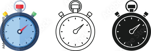 Stopwatch icon vector set: timer, time tracking, measurement, speed, competition, deadline, countdown editable