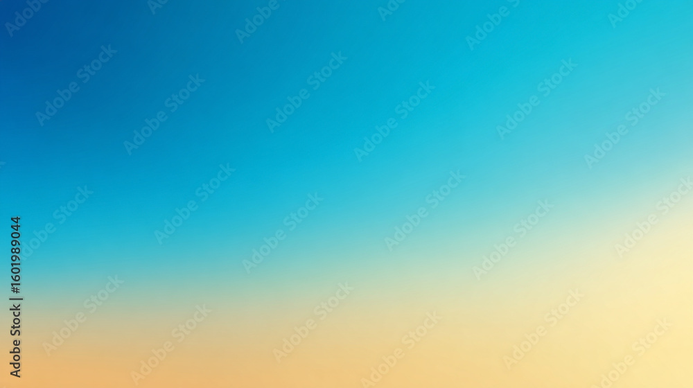 Naklejka premium Smooth gradient background transitioning from soft sky blue to warm sand tones. Minimalist, calming, and natural color blend perfect for design, presentations, and digital projects.