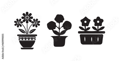 plant pot silhouette vector icon isolated on white background, simple and Clean Houseplant Icon Pack, vector illustration eps 10.